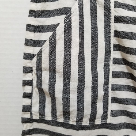 Broadway & Broome skirt 2 Striped Linen pencil railroad stripes pockets mini - Picture 5 of 15